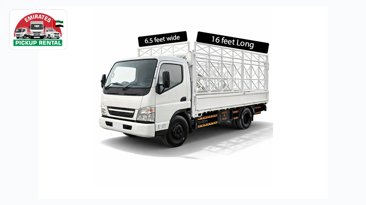 3 Ton Pickup Truck Dimensions 16 Feet Long 6.5 Feet Wide - Emirates Pickup Rental Sharjah